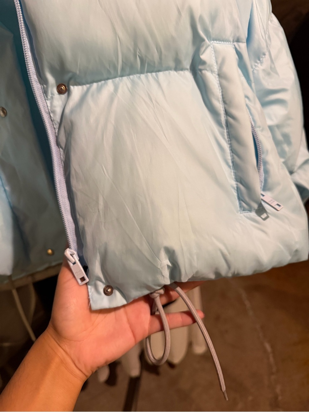 Cropped Light Blue Puffer Jacket - Picture 2 of 7